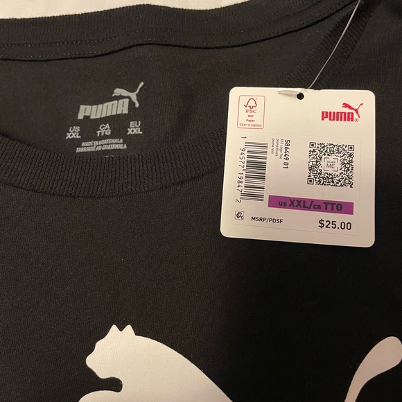 Puma Men's Essential Logo T-Shirt. Black/White. Size:2XL *New With Tag* - Picture 8 of 8